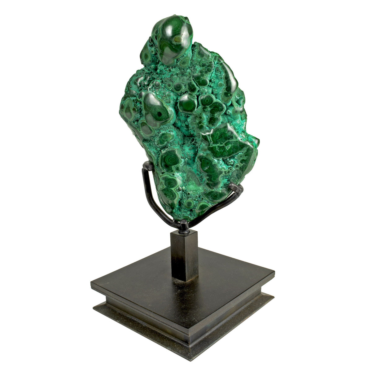 Chrysocolla Malachite on Custom Spinning Stand -Free form Polished with Dark Green Orbs