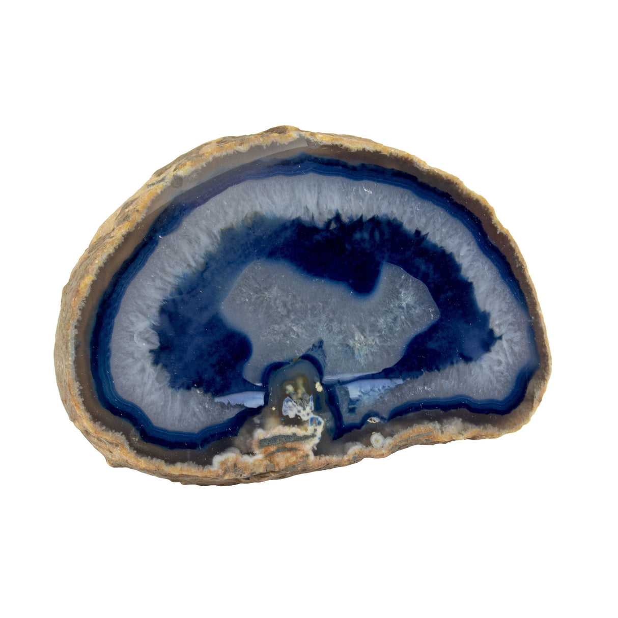 Blue Dyed Agate Slice - Medium with Lucite Prong Stand