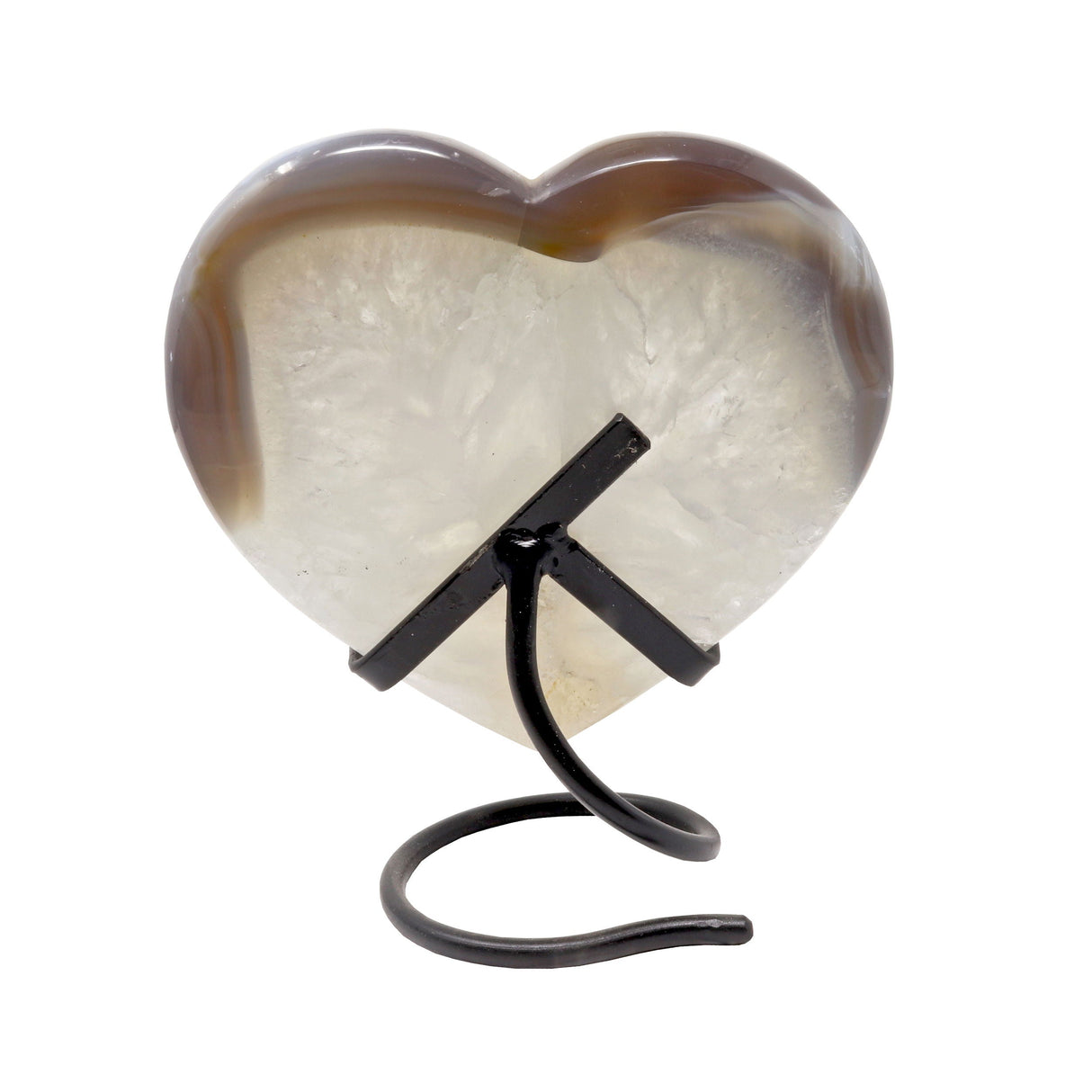Agate Quartz Heart on a Spiral Fitted Stand