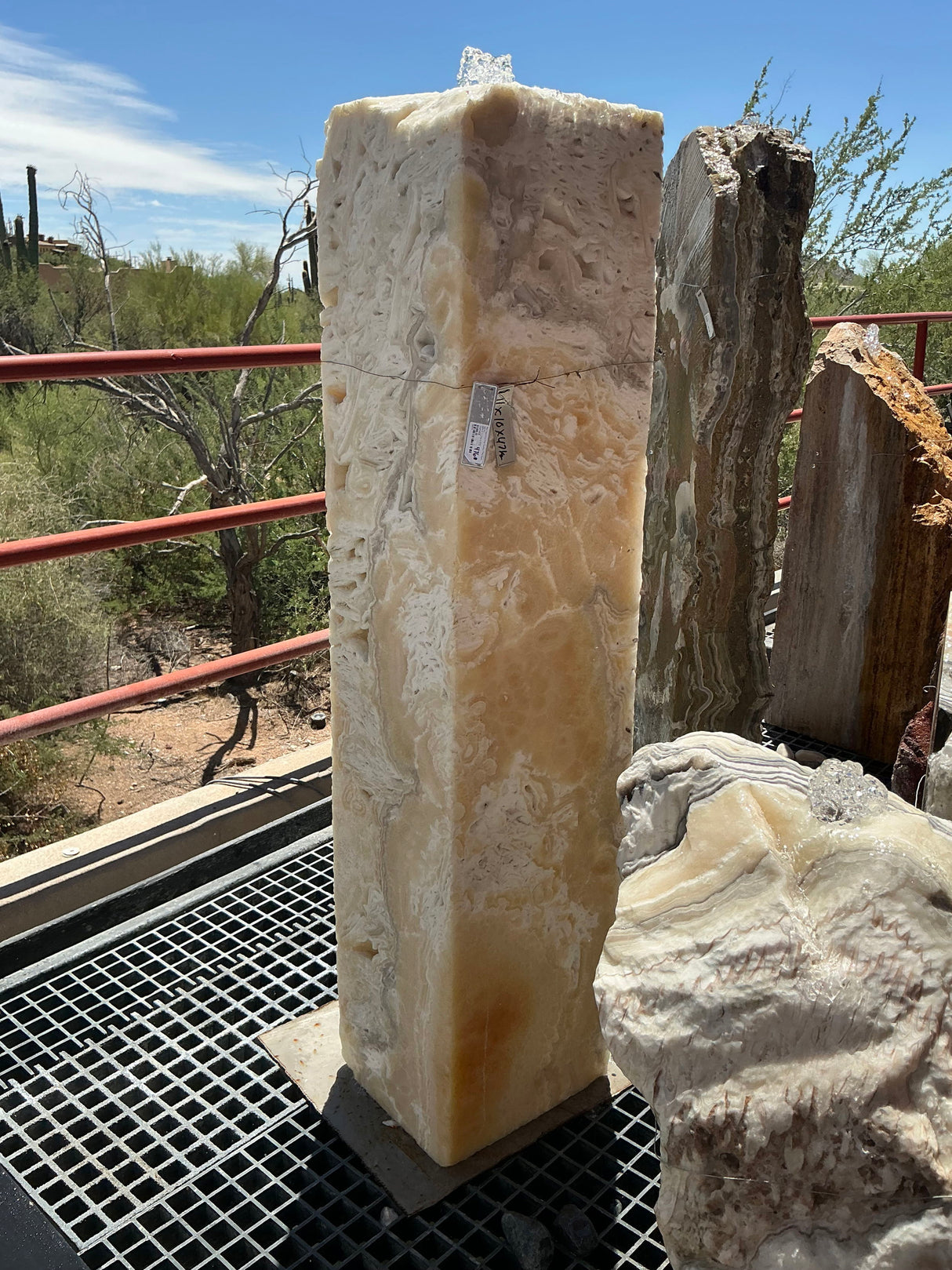 Meil Fossil Onyx Pillar Fountain With Pin