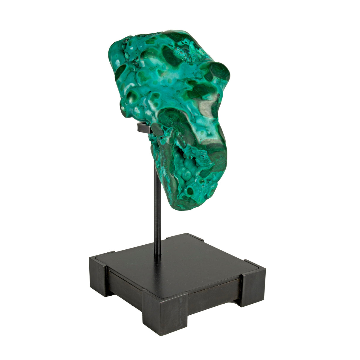 Chrysocolla Malachite Polished Freeform on Custom Stand with Vug at Bottom
