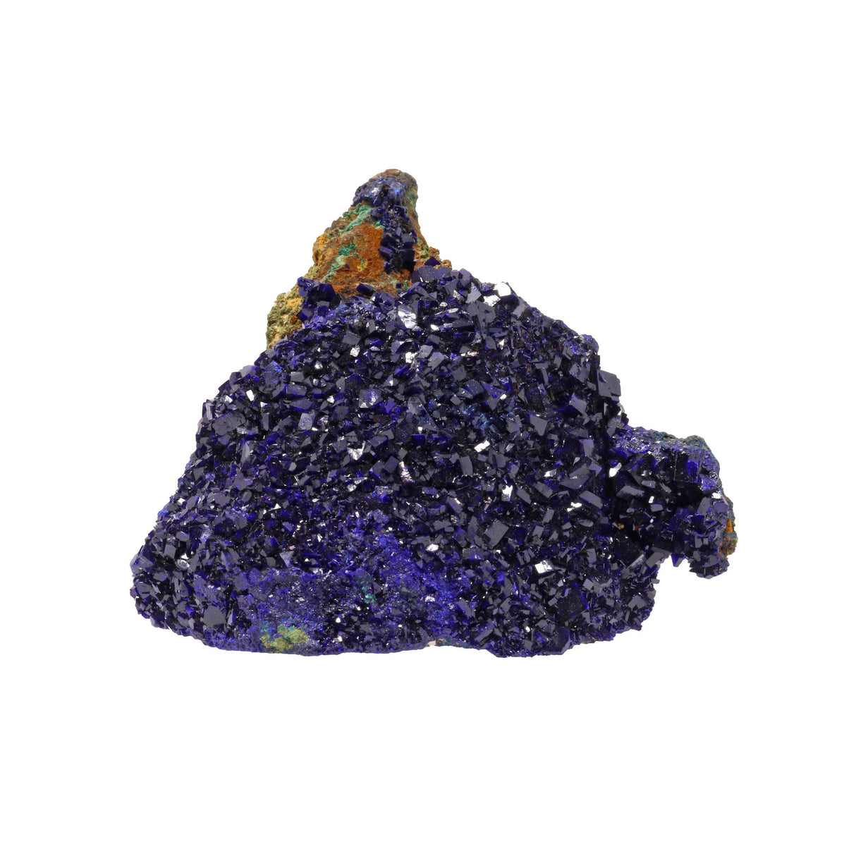 Azurite Specimen on a Lucite Stand - Large Patch of Midnight Blue Crystals