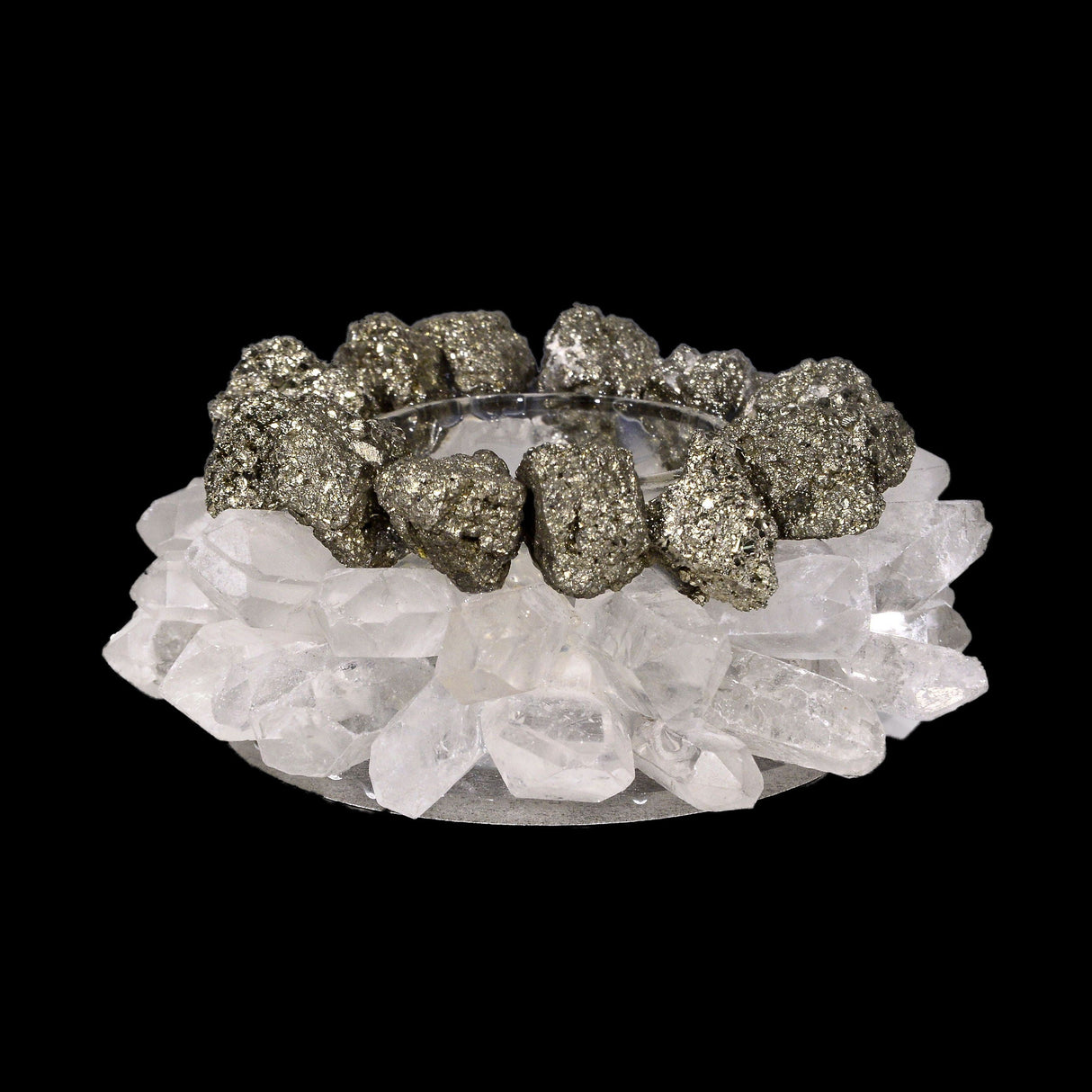 Pyrite & Quartz Point Candle Holder