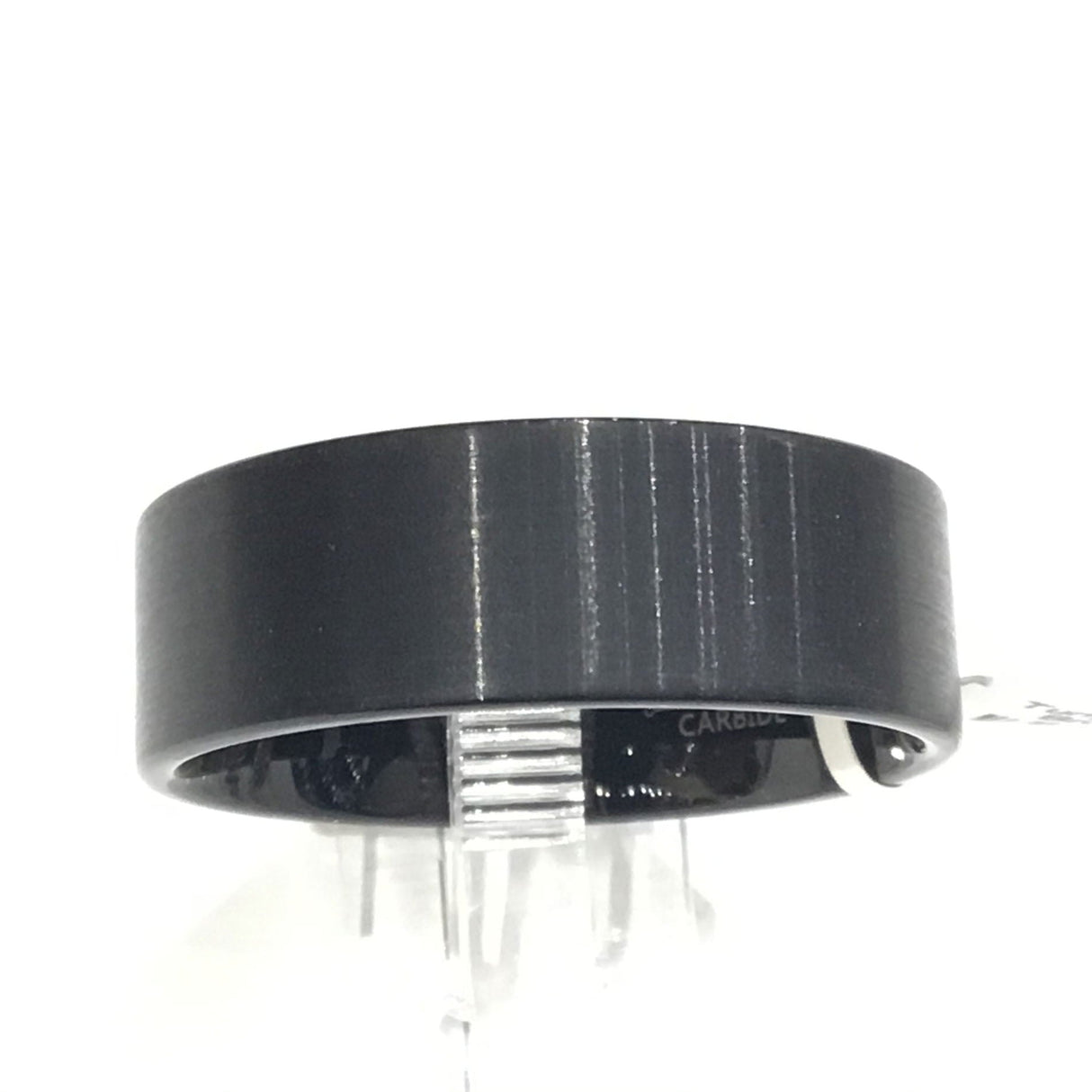 Black brushed pipe-cut tungsten ring, 9mm, size 10