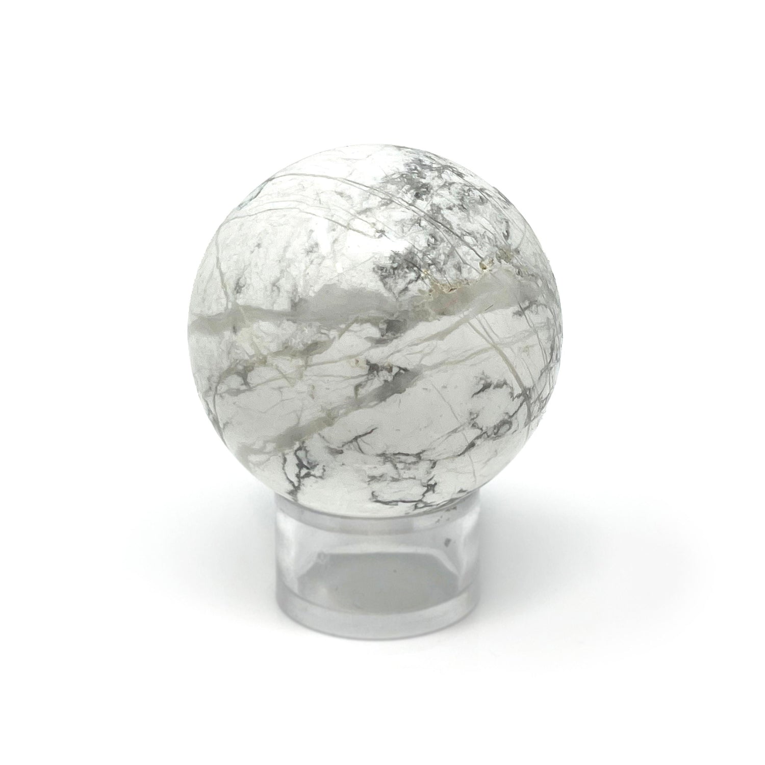Howlite Sphere on Lucite Ring Stand