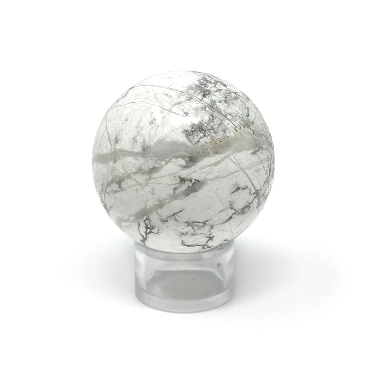 Howlite Sphere on Lucite Ring Stand