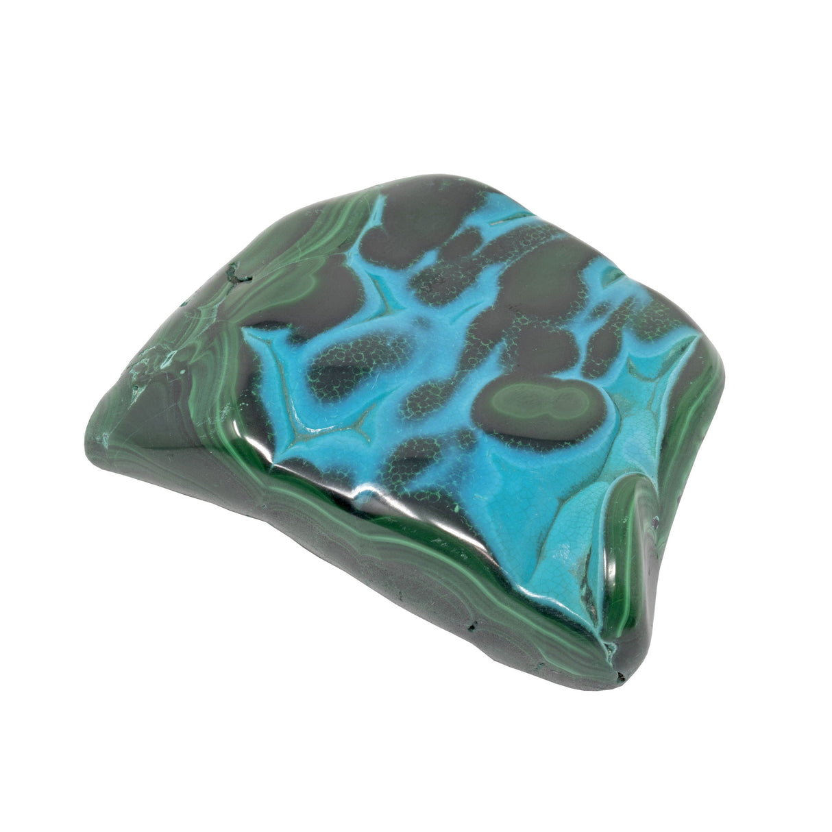 Chrysocolla Malachite Freeform Polished on Lucite Stand