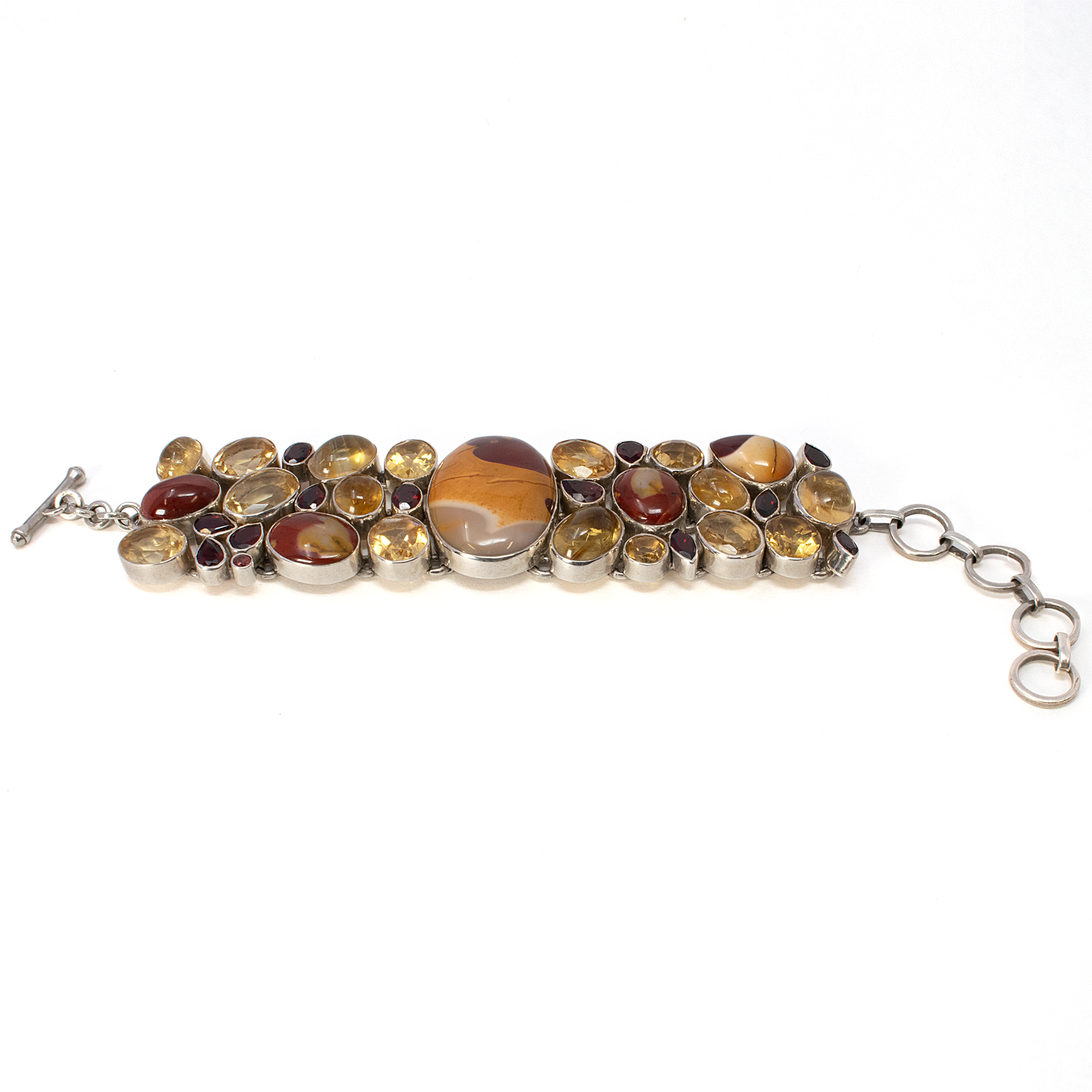 Australian Mookaite Bracelet -Oval With Citrine & Garnet