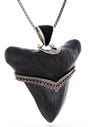 View of Megalodon Shark Tooth Pendant With Rubies & Stingray Leather Bail & Kick Stand