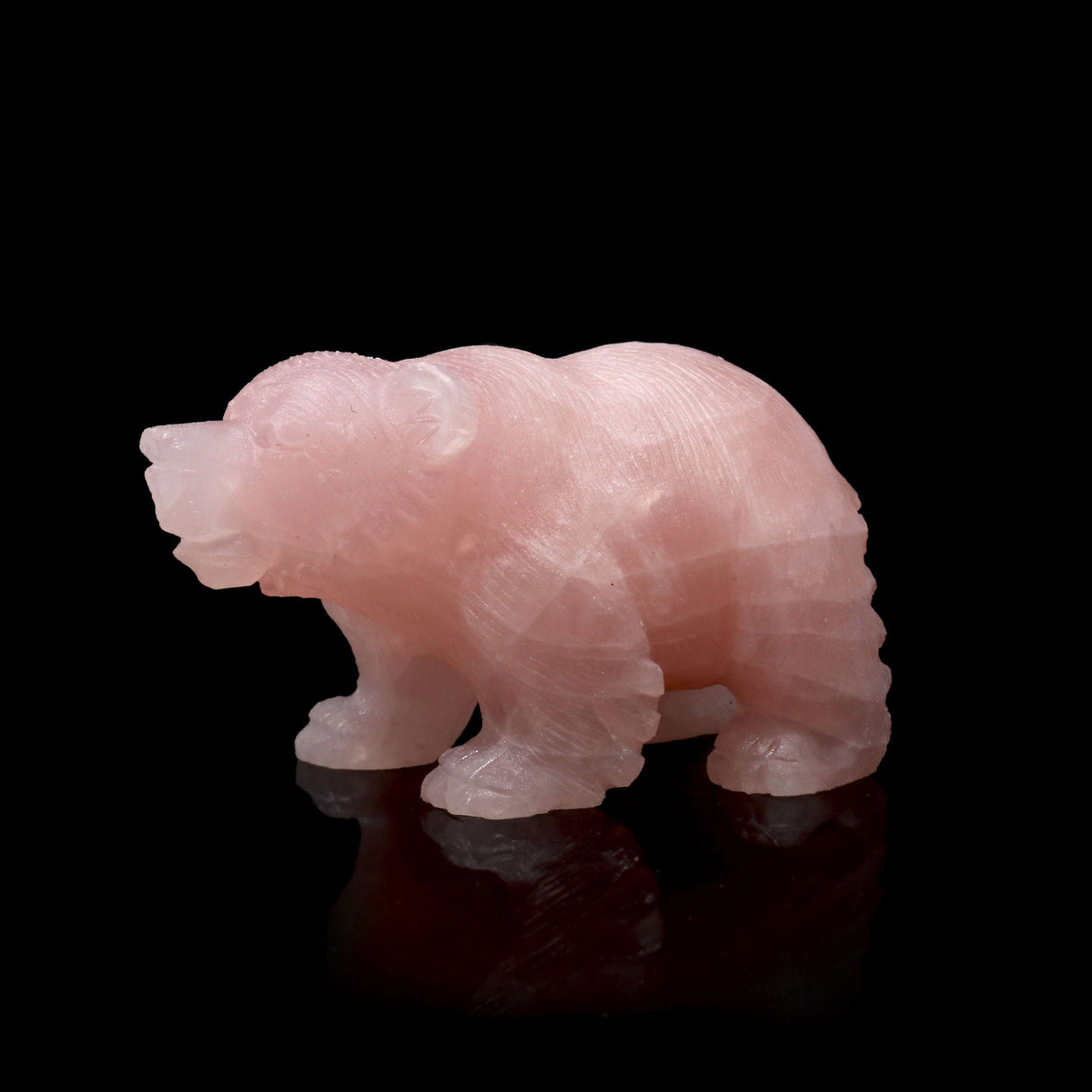 Rose Quartz Carving - Bear Matte Finish