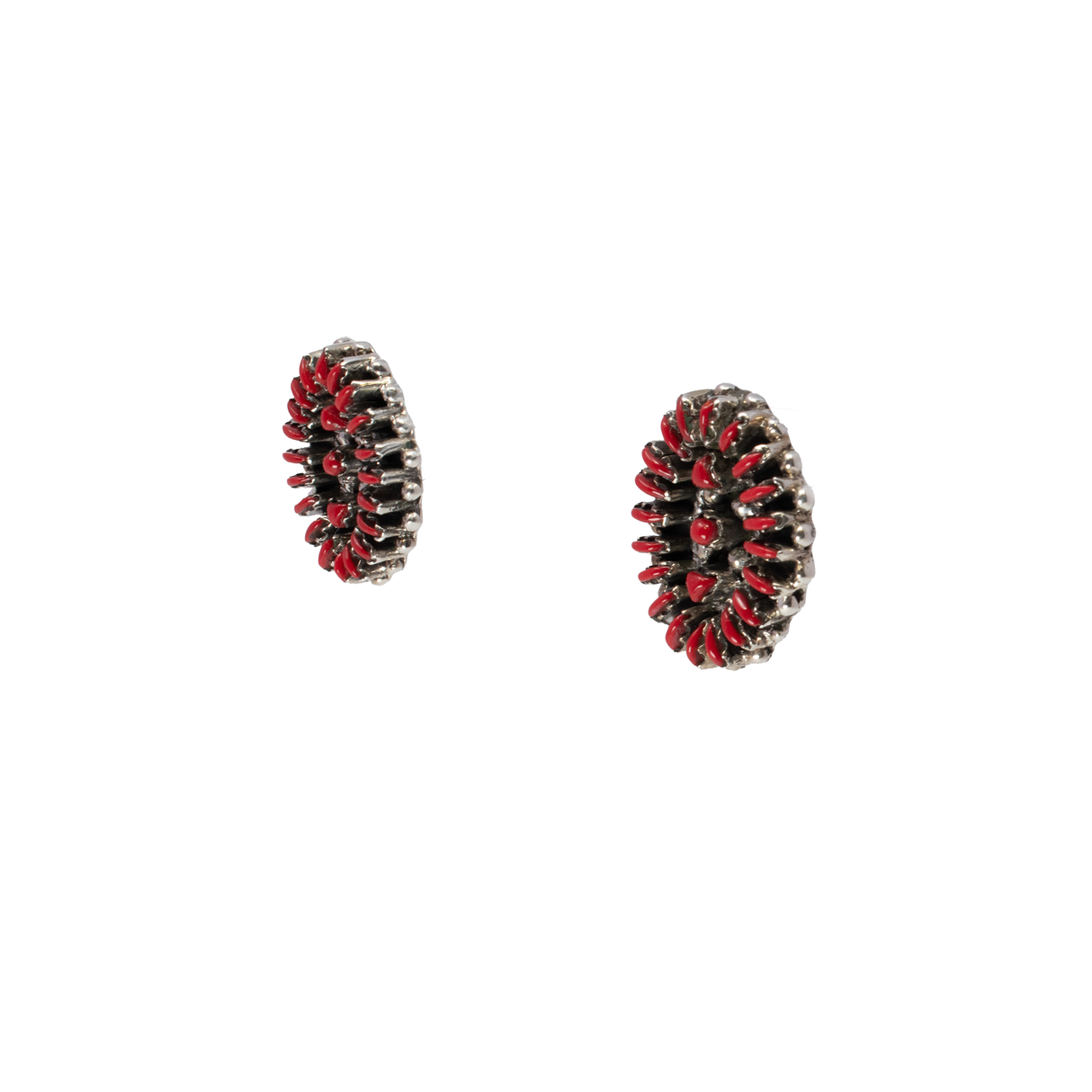 Mediterranean Coral Needle Point Stud Earrings