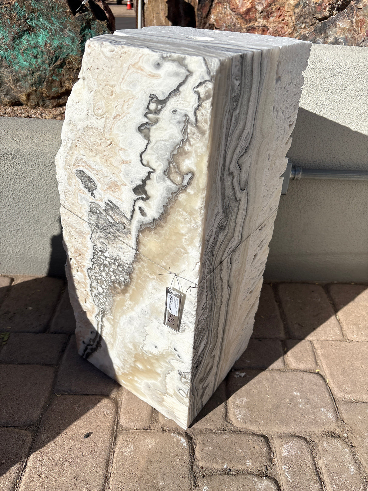 Zebra Fossil Onyx Fountain ***NO Basin - Block with 3 Cut Sides