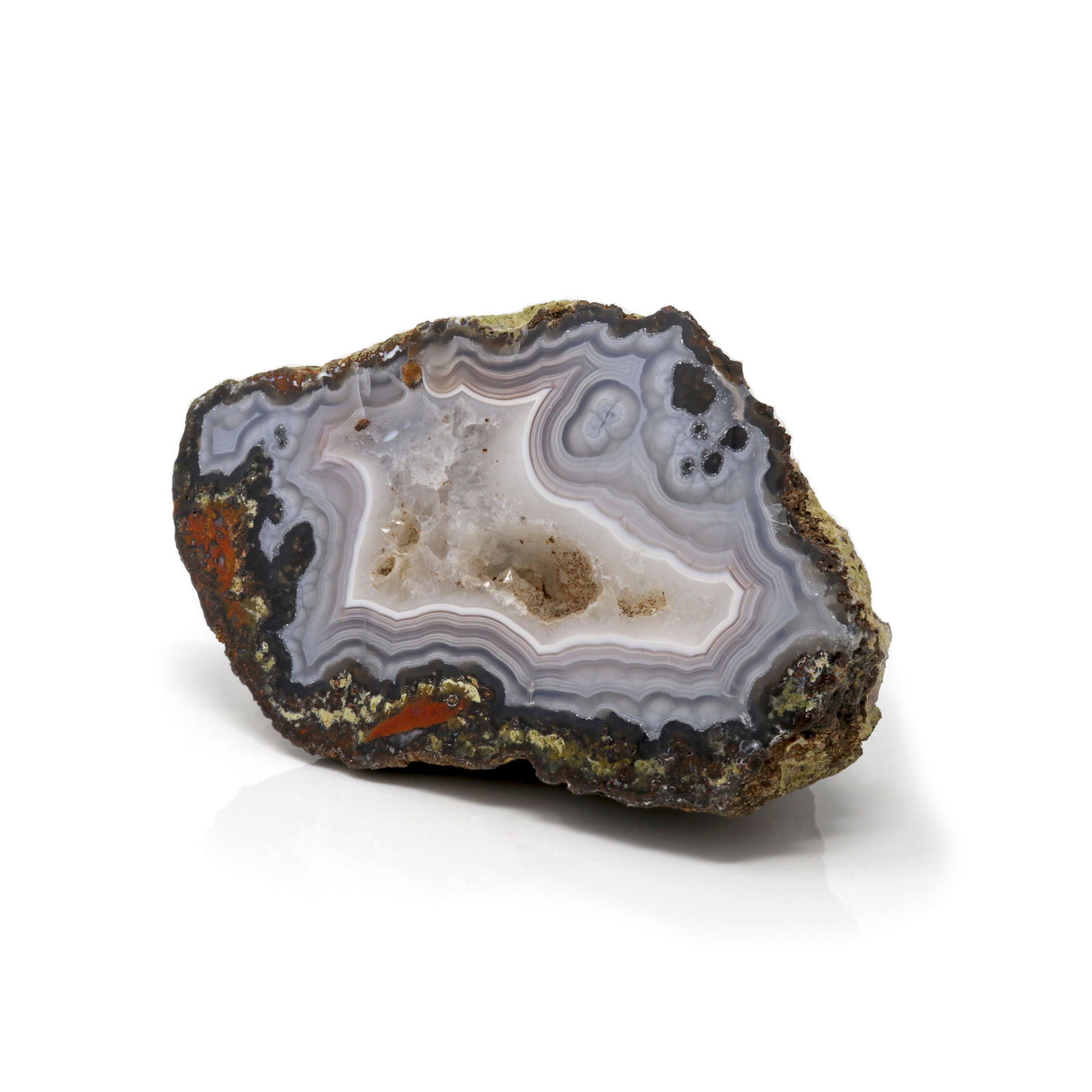 Agua Nueva Agate Geode End Cut - Gray & White