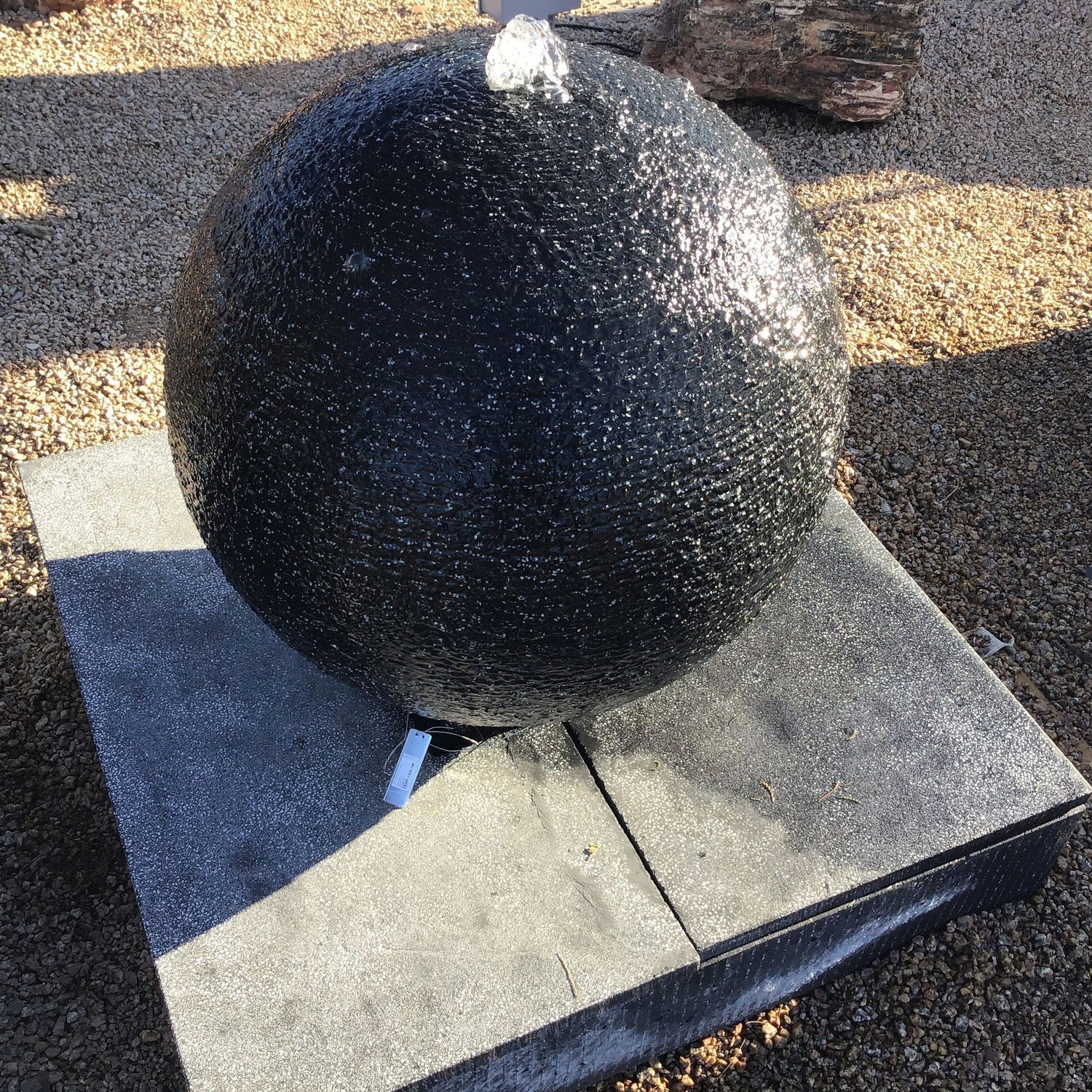 28" Diameter Black Cast Concrete Sphere Fountain - Small
