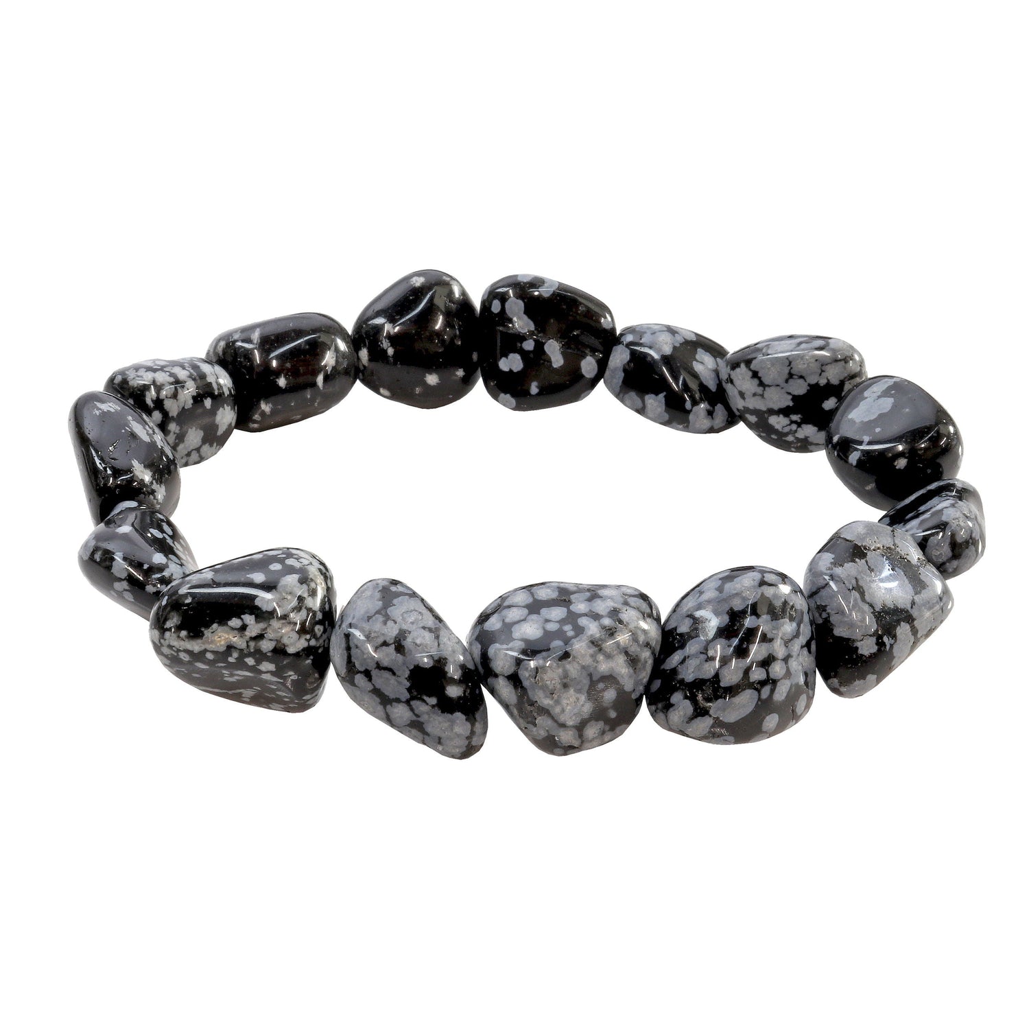 Snowflake Obsidian Tumbled Beaded Bracelet