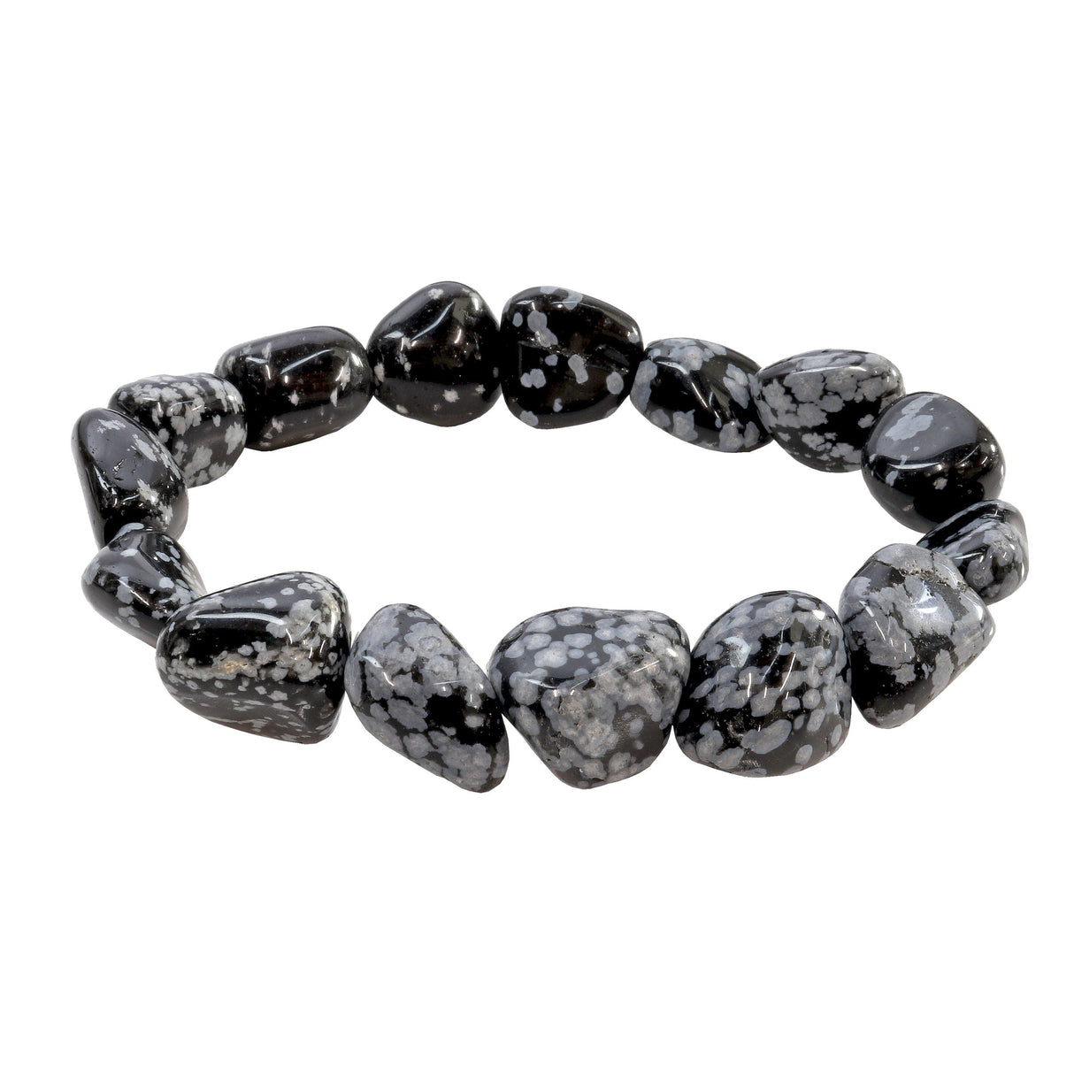 Snowflake Obsidian Tumbled Beaded Bracelet