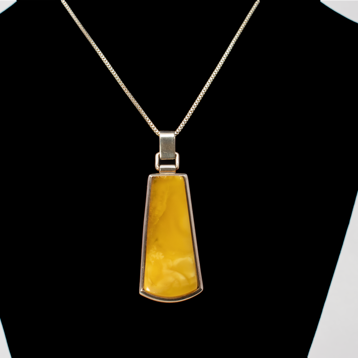 Duo Sided Amber Pendant -Tapered Up -Butterscotch & Cognac