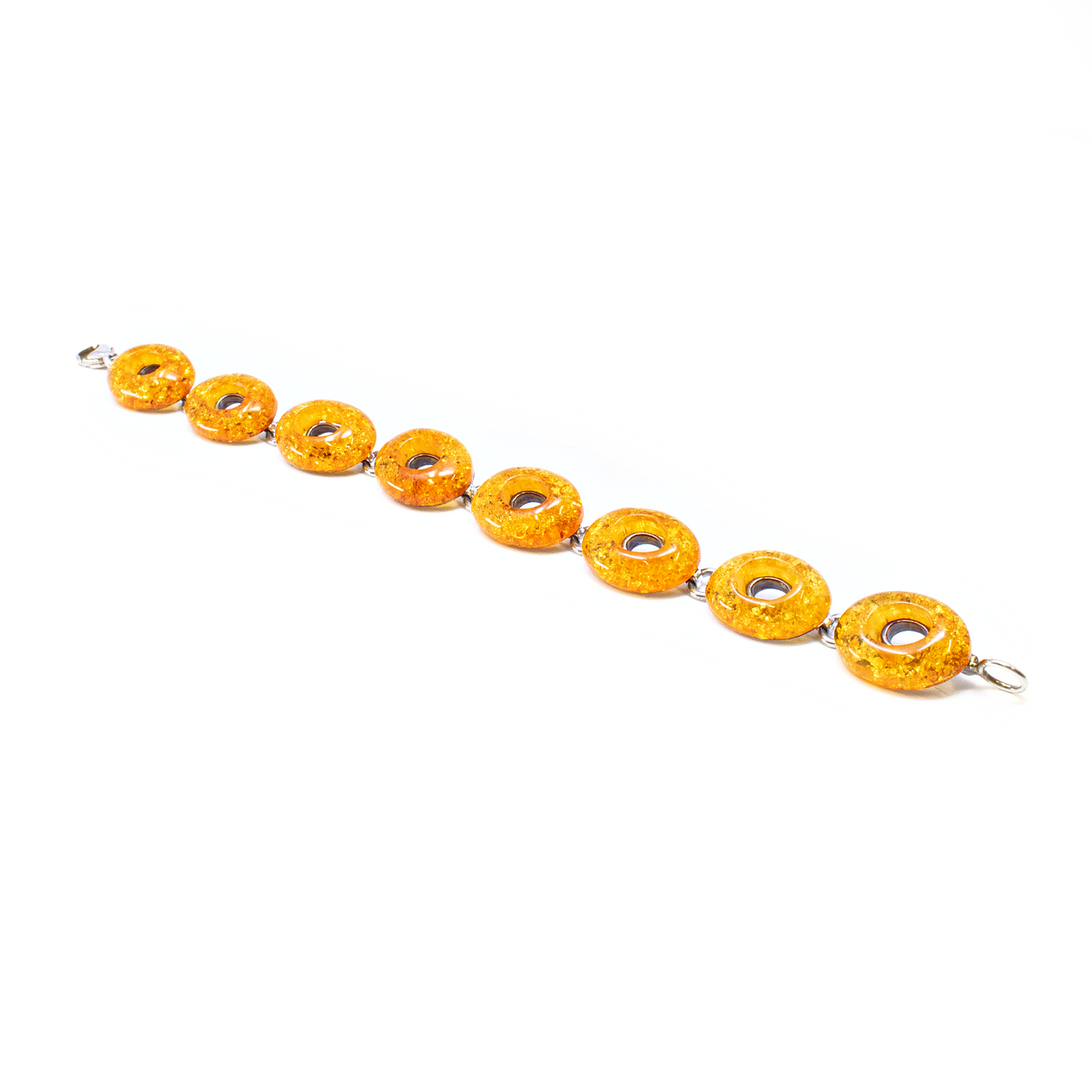 Cognac Amber Link Bracelet -Ovals With Cutout Middles