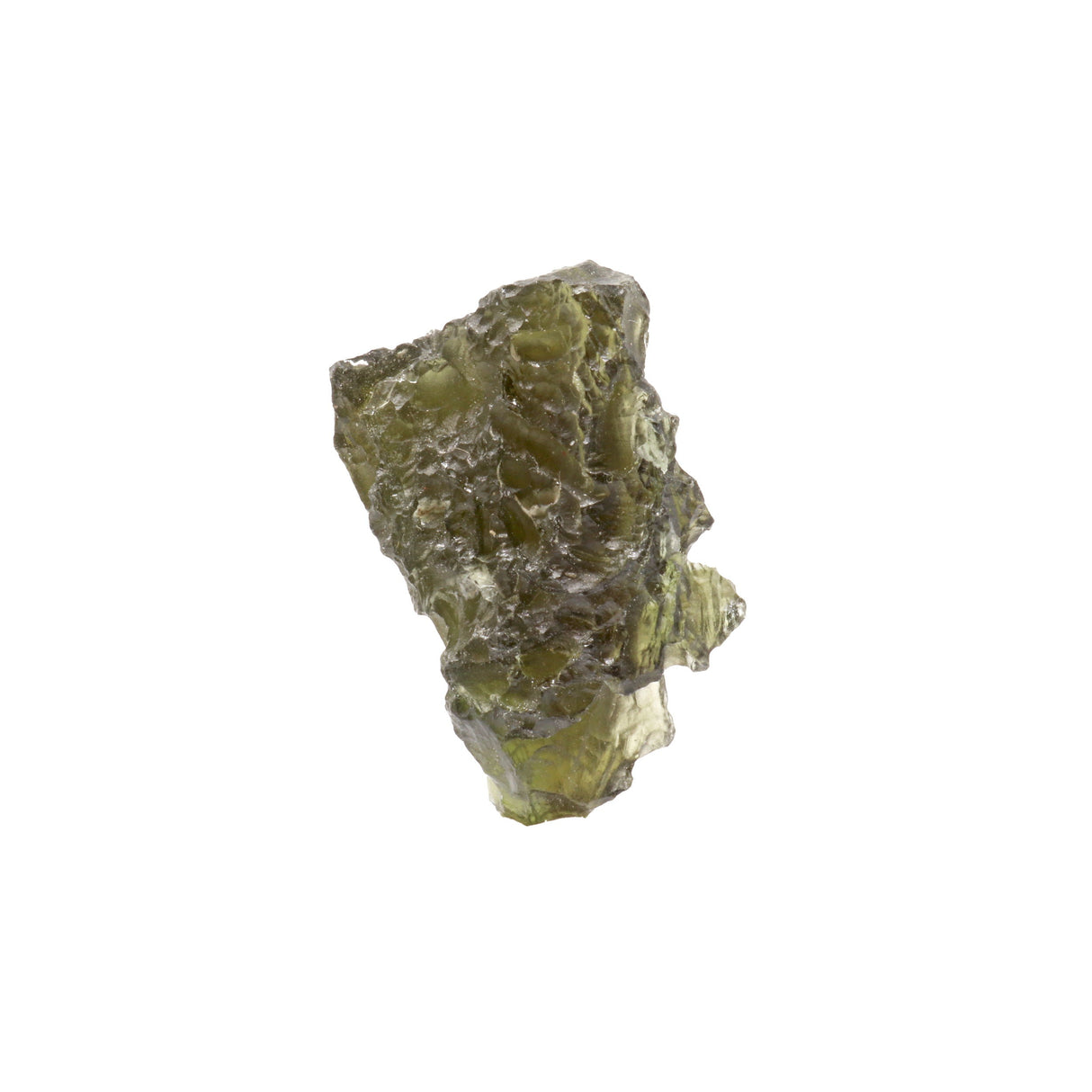 Moldavite Tektite Raw Nugget -Rugged with Right Angle Corner in Gel Case