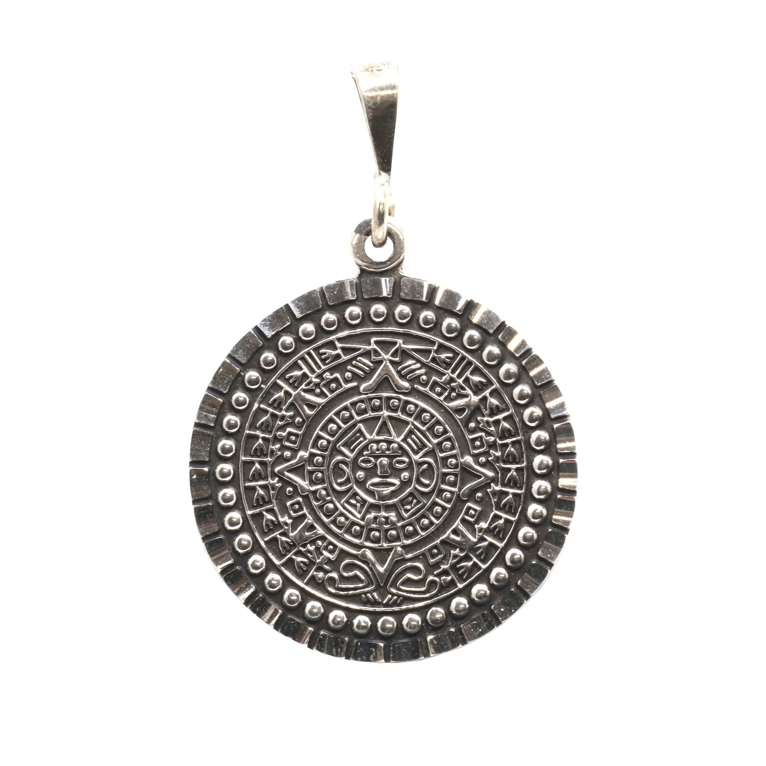 Sterling Silver Pendant - Mayan Inspired Coins