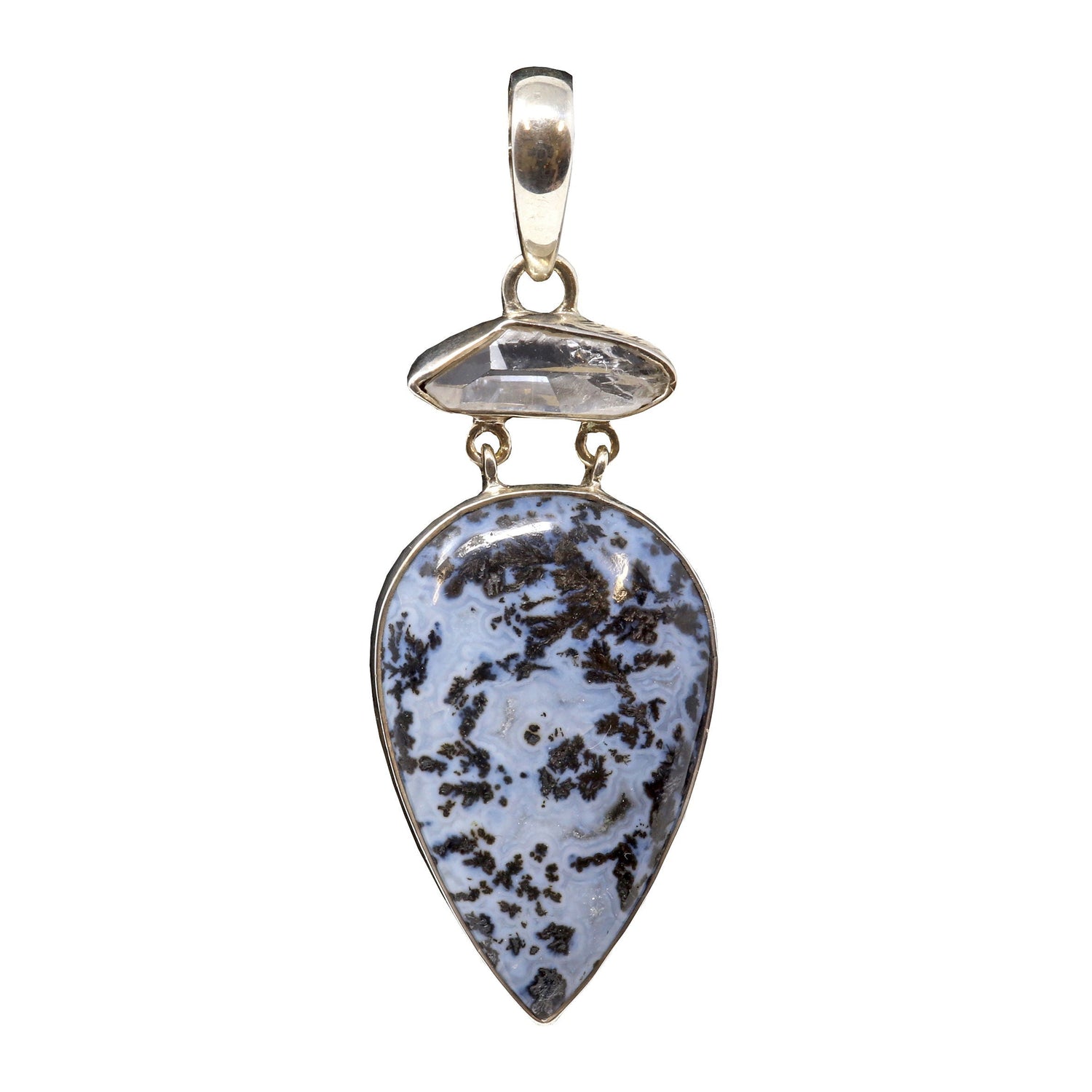 Dendritic Opal Pendant with Herkimer Diamond
