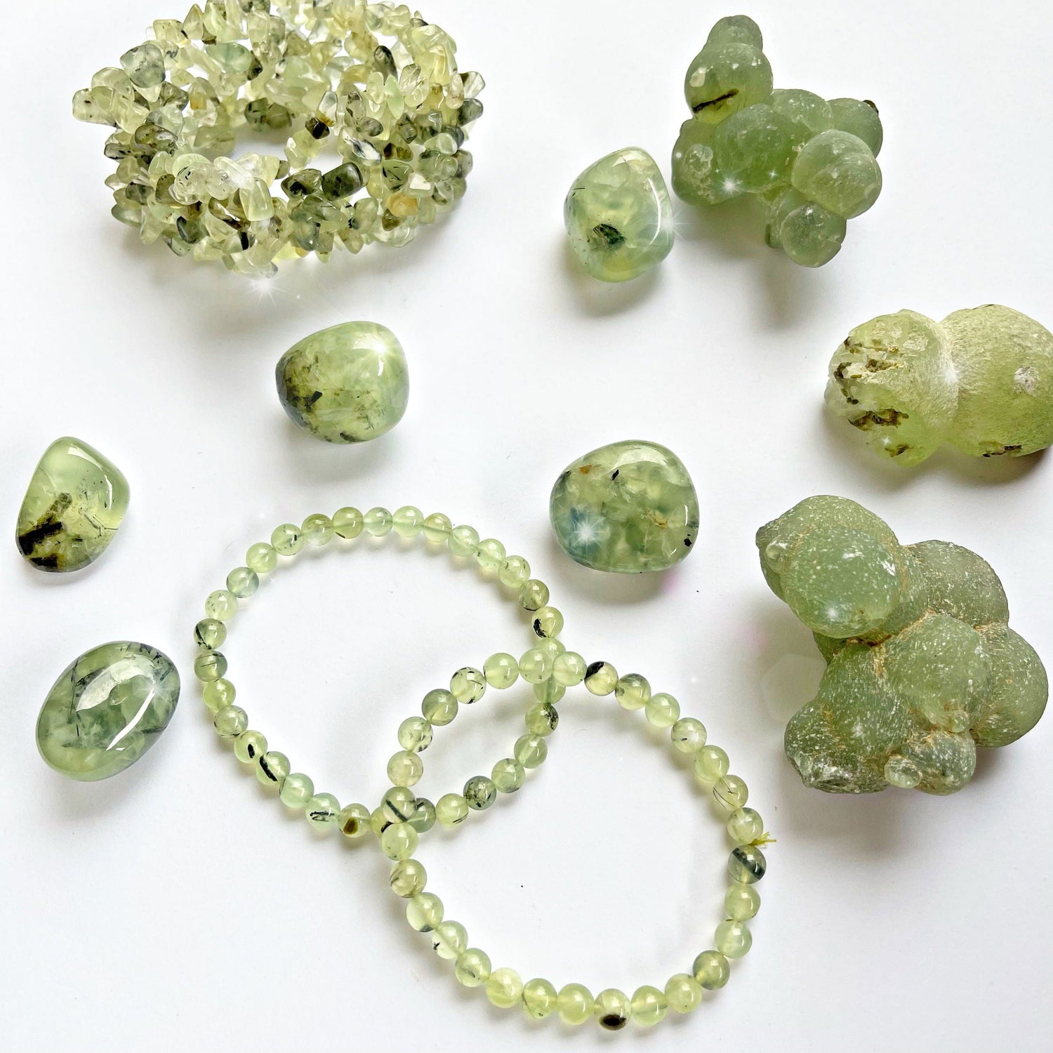 Tumbled Prehnite (Singles) with Epidote from Mali