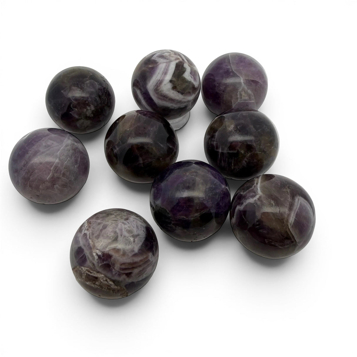 Chevron Amethyst Marble Sphere - 22mm
