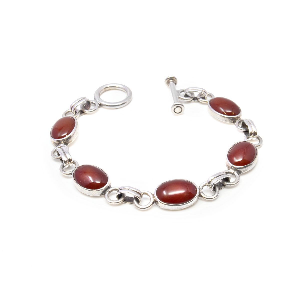 View of Carnelian Bracelet 5 Ovals With Spacer Links & Toggle