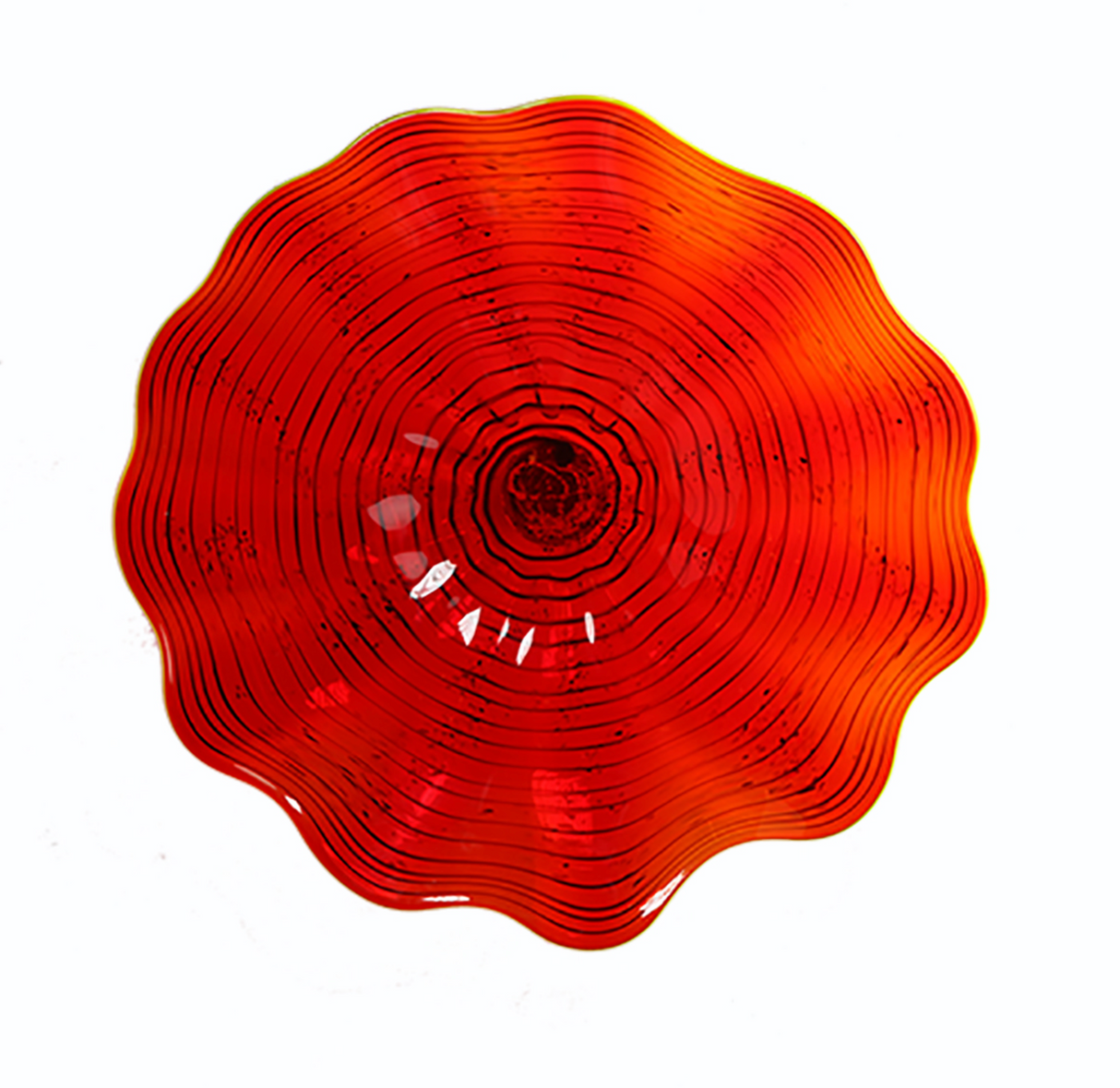 Wall Plate Medium - Red Swirl with Yellow Edge