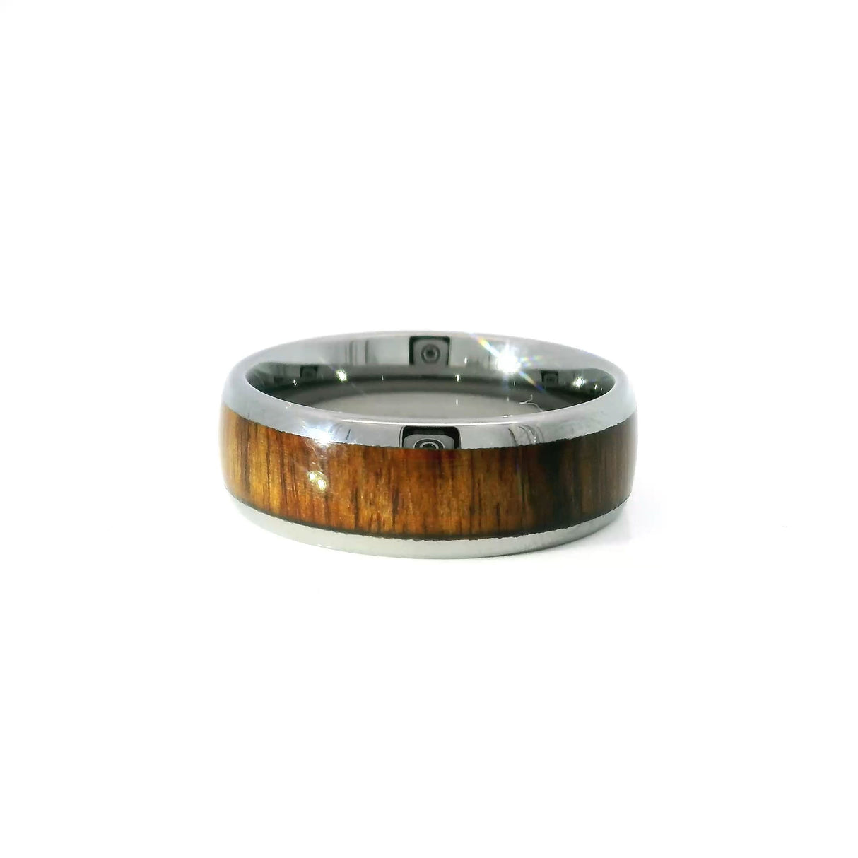 Tungsten Ring 8mm with Rosewood Inlay Sz 11.5