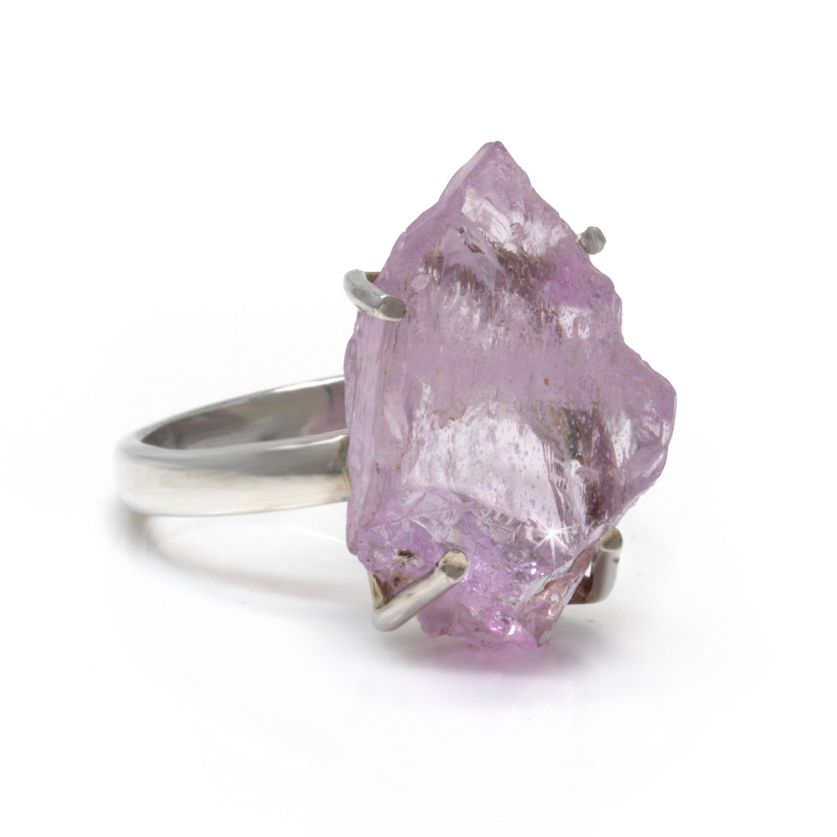 Kunzite Ring - Simple Rough Freeform - Prong Set Sz8