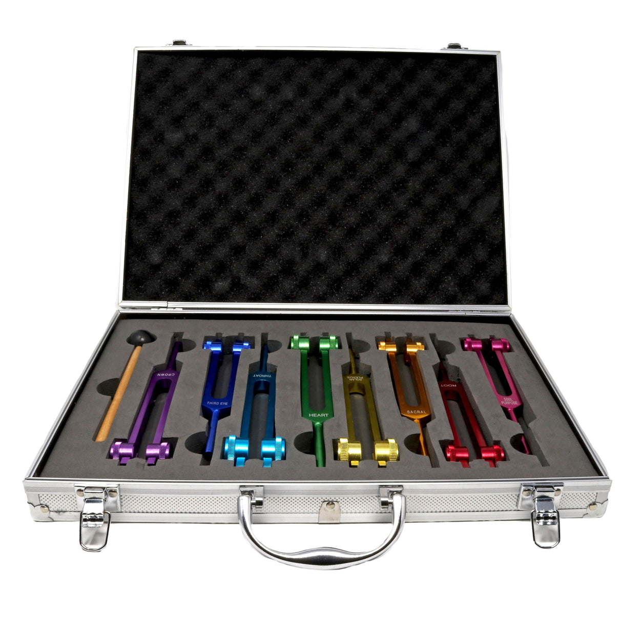 Colored Metal Tuning Forks - Set of 8