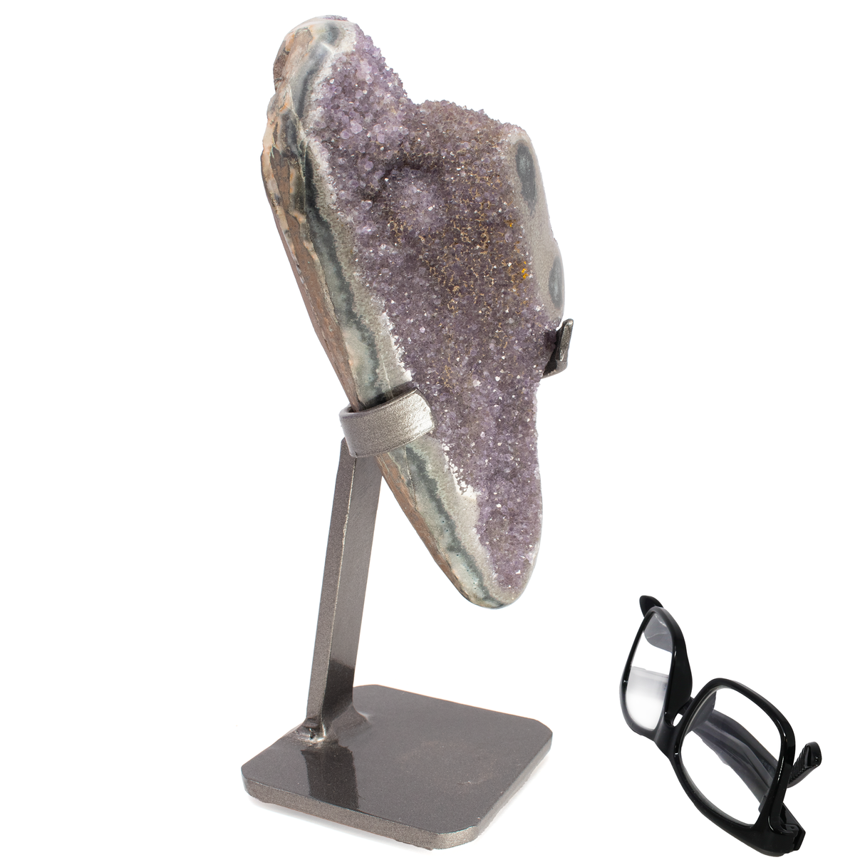 Amethyst Druze With Polished Stalactite Figure 8 On Stand