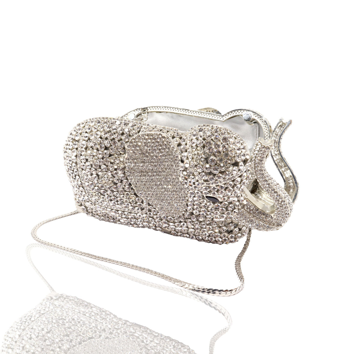Clear Elephant Crystal Purse with Chain