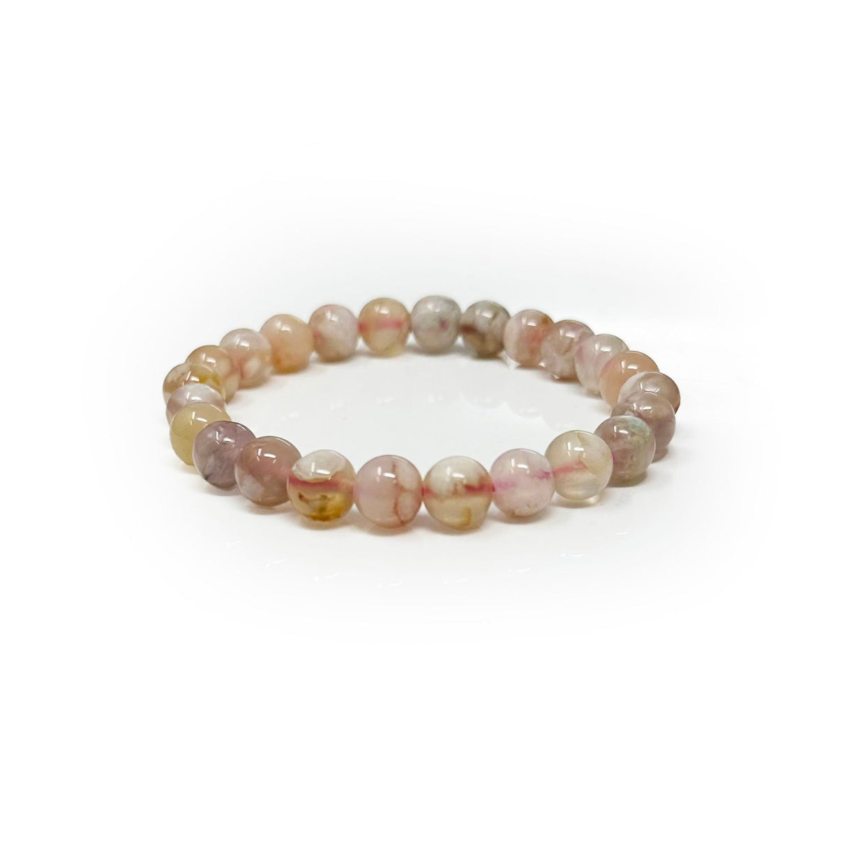 Flower Agate Beaded Bracelet 8mm