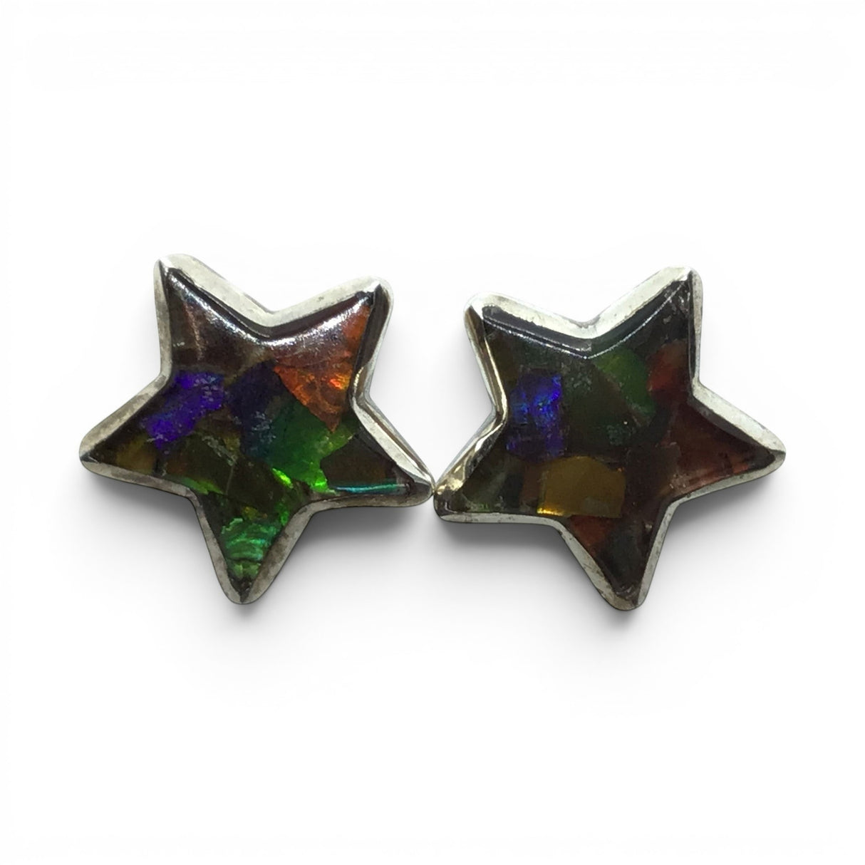 View of Ammolite Stud Earrings -Stars