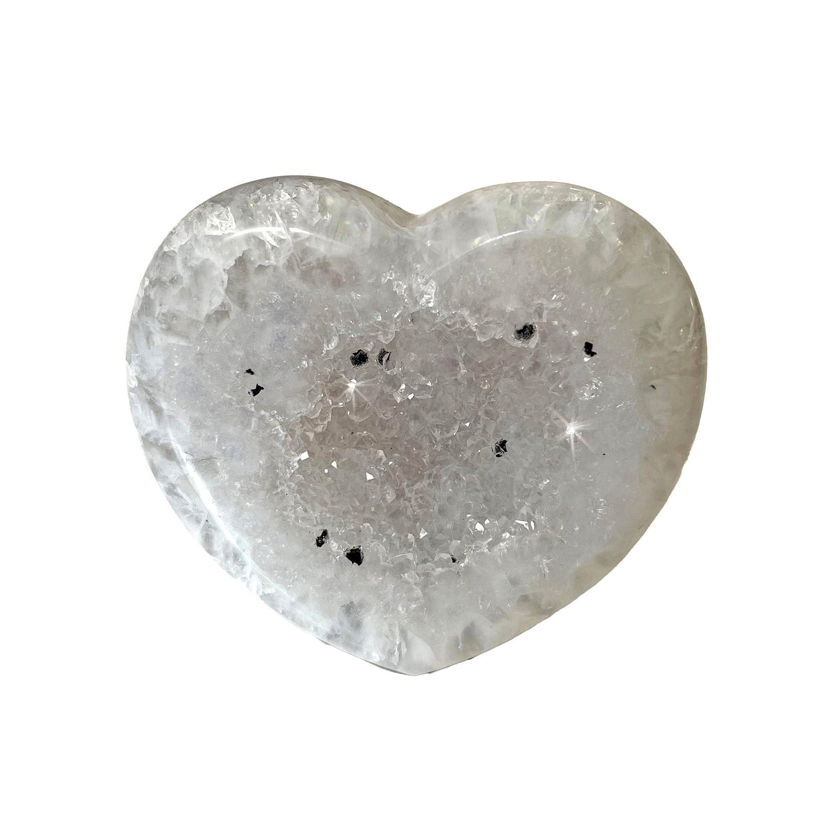 Agate Druze Heart on Lucite Stand