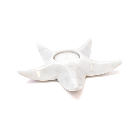 View of White Onyx Starfish Candle Holder