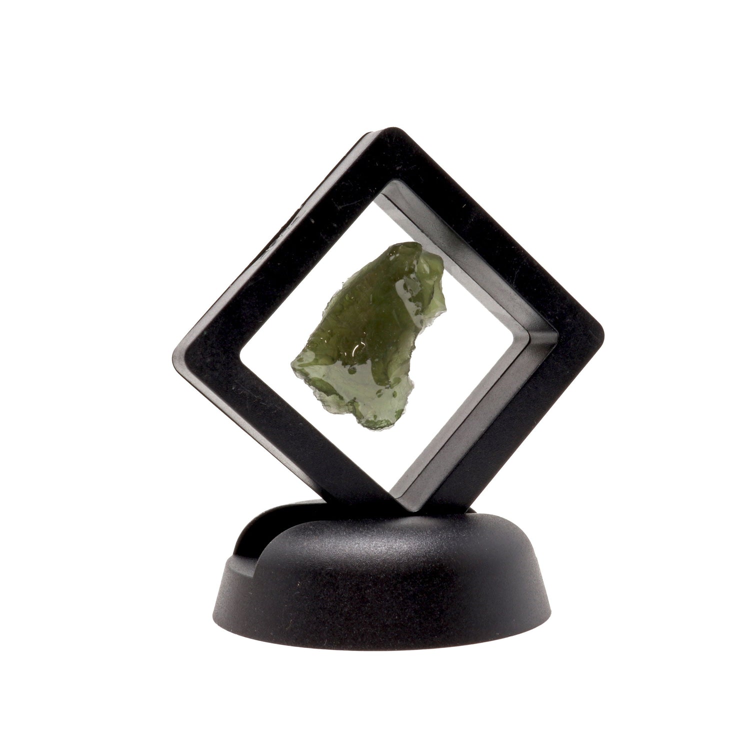 Moldavite Tektite Raw Nugget - Mountainous with Flat Side in Gel Case