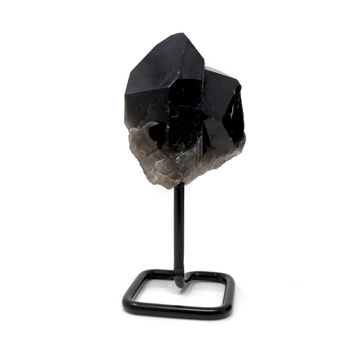 Smoky Quartz on Metal Post Stand with Geometric Shape