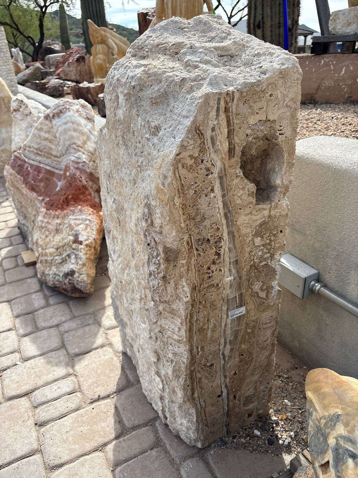 Amber Onyx Rock Fountain ***NO Basin - 3 cut sides