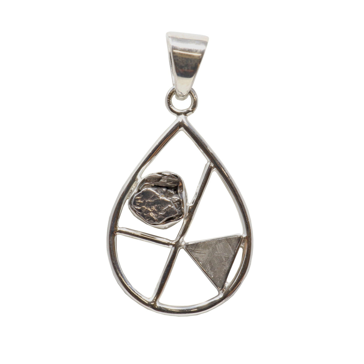 Campo De Cielo Meteorite & Muonionalusta Pendant - Geometric Pear