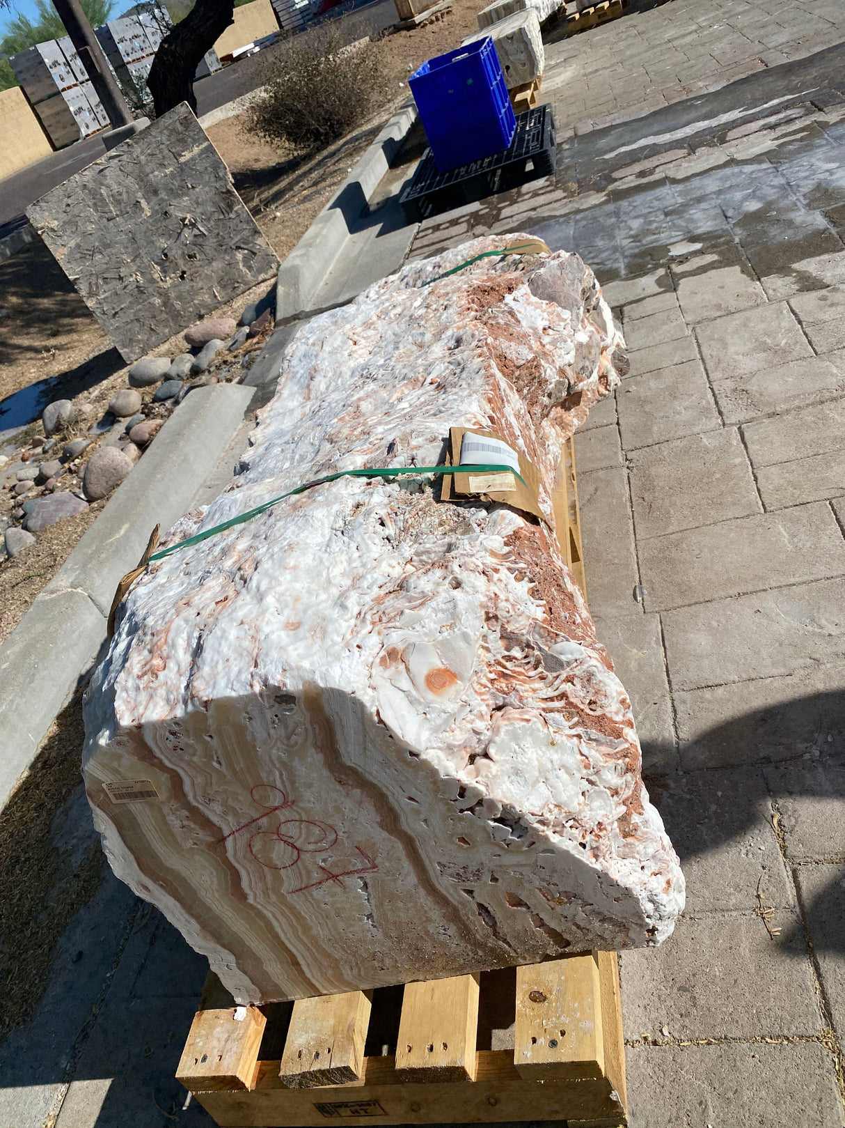 Zebra Fossil Onyx Pillar Fountain - 2 Hole End Cut With Single Cut Side