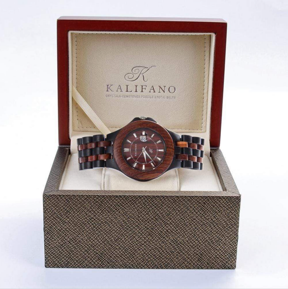 Explore Black & Red Wood Watch with Bamboo Box