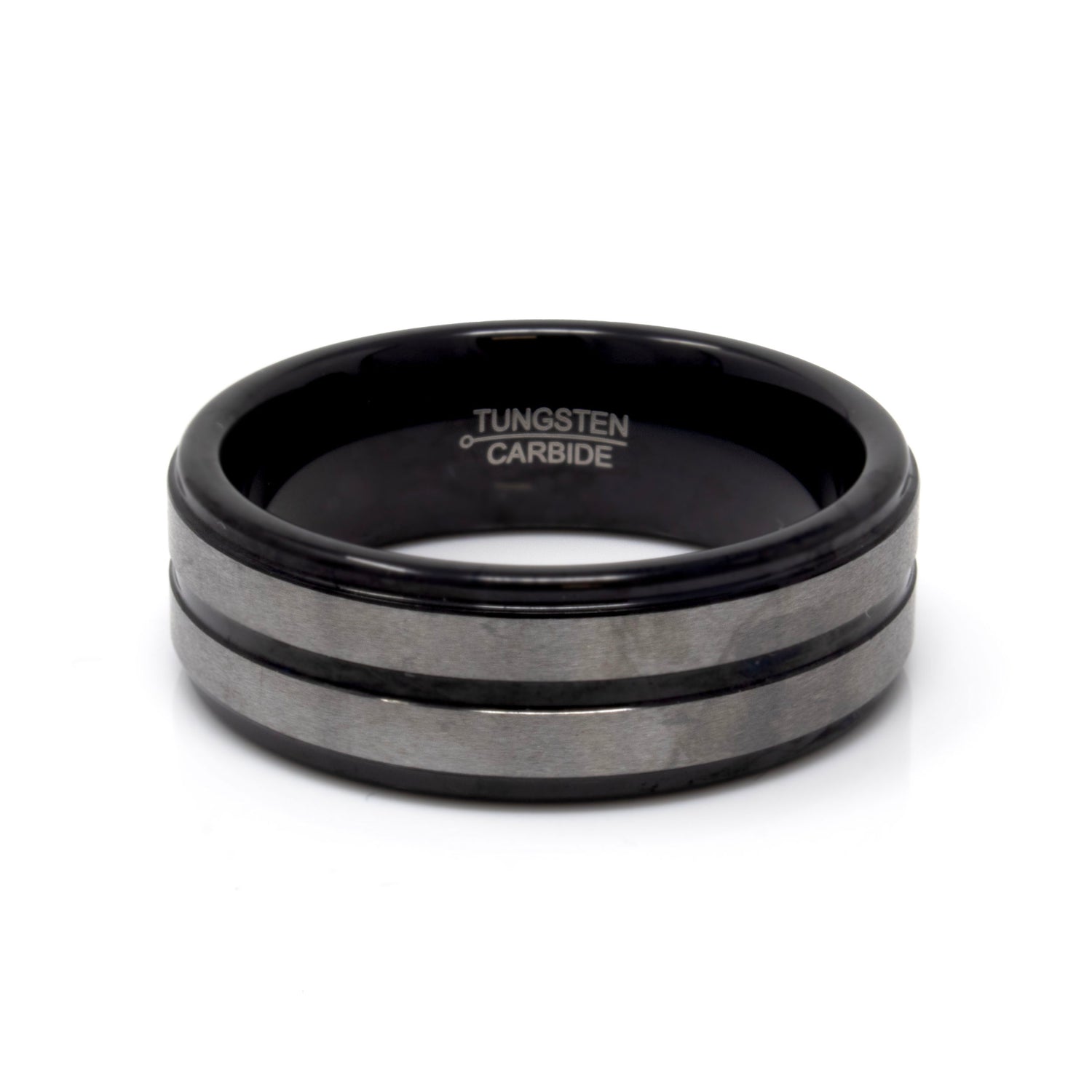 8mm Tungsten Ring Silver Ion Plated