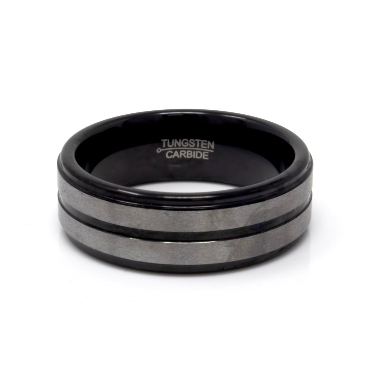 8mm Tungsten Ring Silver Ion Plated