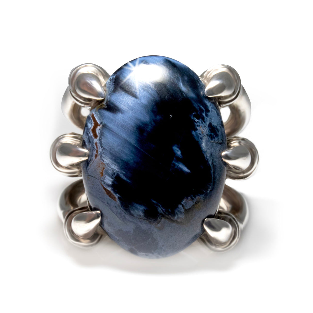 Pietersite Ring -Oval in Claw Band Size 7