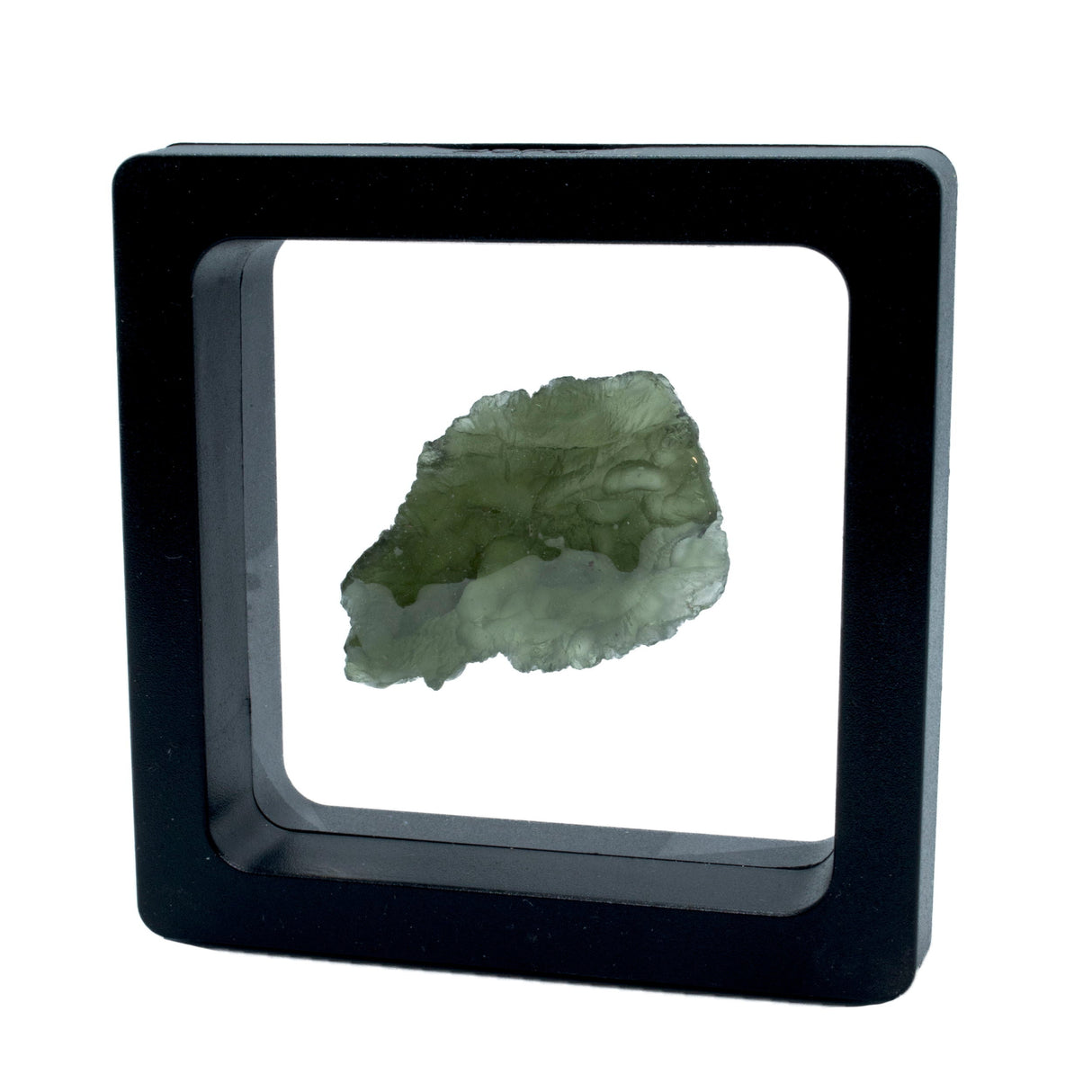 Moldavite Tektite Raw Nugget -Rugged Flat in Gel Case