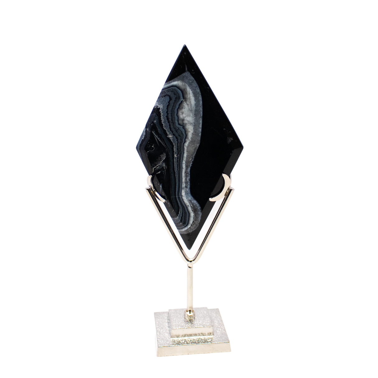 Sardonyx Diamond Shape on Metal Stand