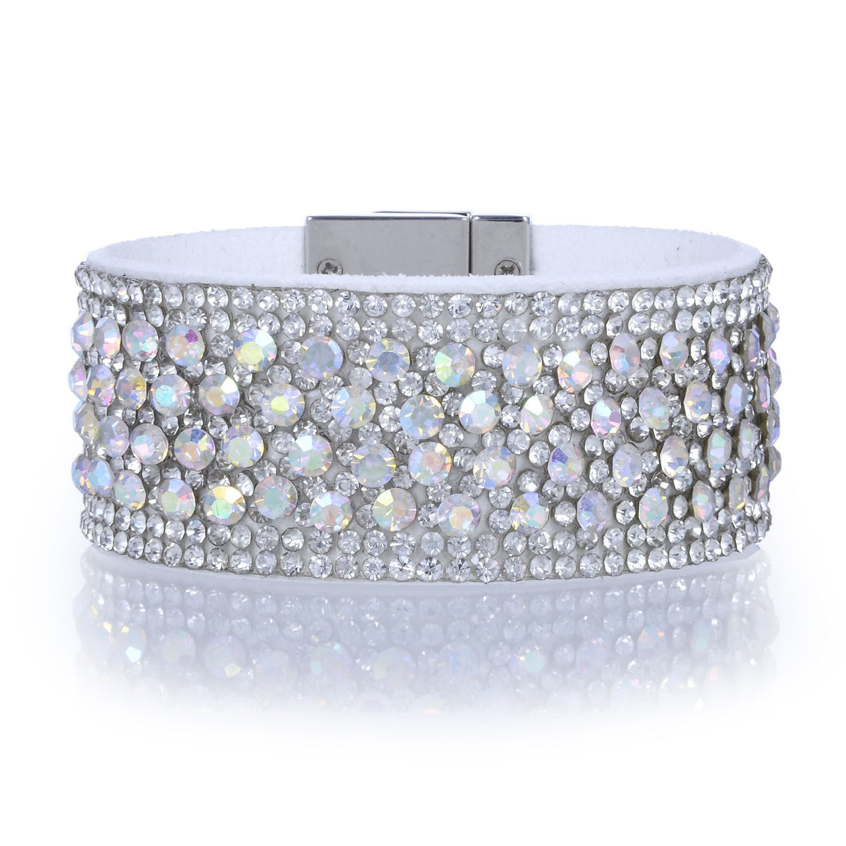 Narrow Crystal Wrap Bracelet - Black Iridescent with Magnetic Clasp